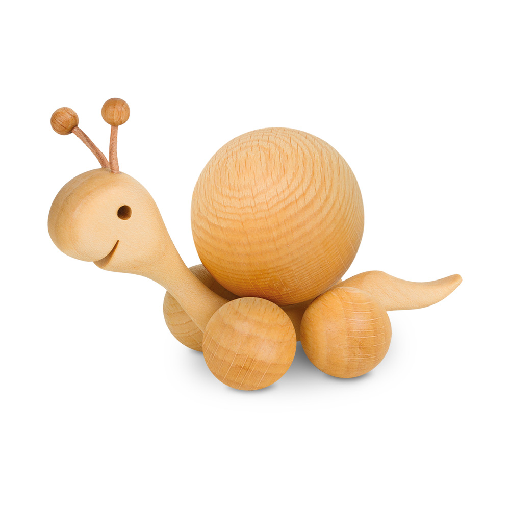 Rollie: Schnecke mit Buchenkugel 6 cm Rollie: Schnecke mit Buchenkugel 6 cm