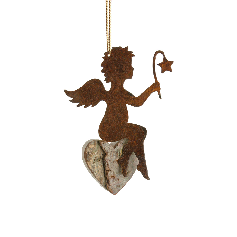 Himmelsbote mit Rindenherz Gr. 1: mit Stern Himmelsbote mit Rindenherz Gr. 1: mit Stern