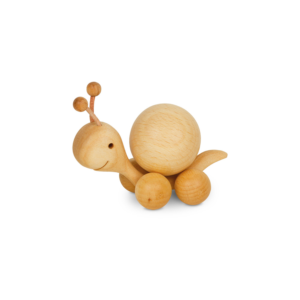 Rollie: Schnecke mit Buchenkugel 3 cm Rollie: Schnecke mit Buchenkugel 3 cm