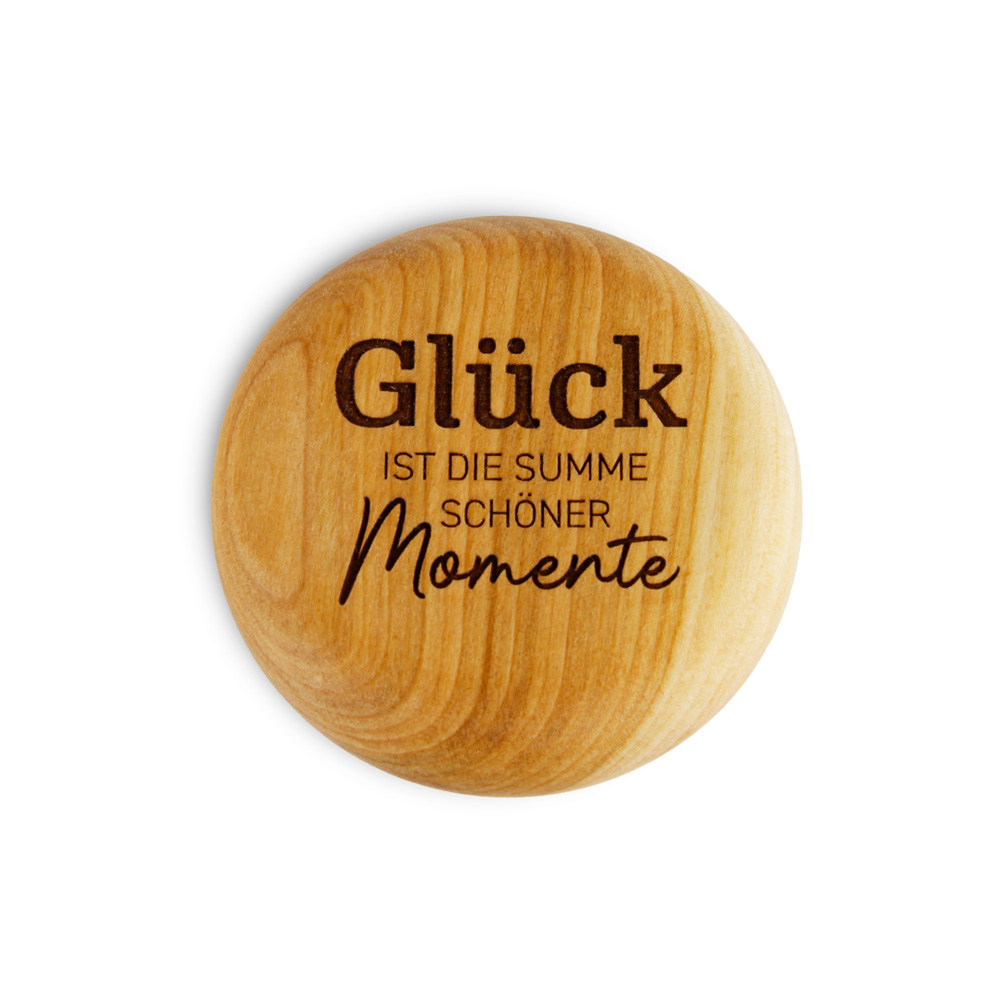 Flaschenöffner, rund "Glück ist die Summe ..."