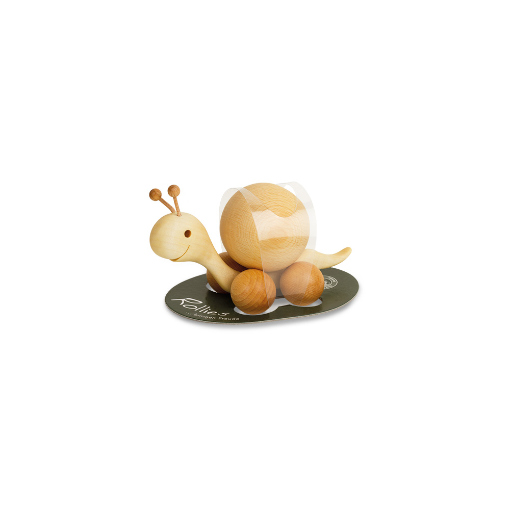 Rollie: Schnecke mit Buchenkugel 2 cm Rollie: Schnecke mit Buchenkugel 2 cm
