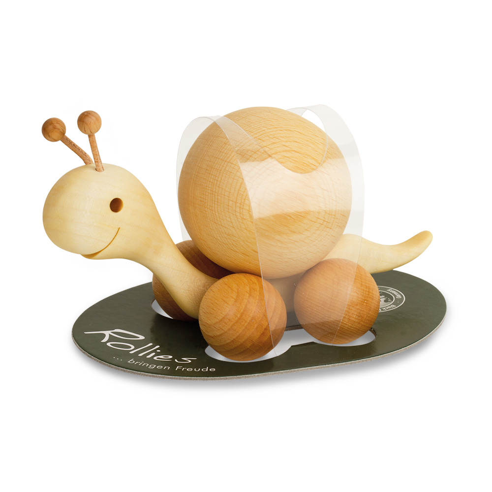 Rollie: Schnecke mit Buchenkugel 6 cm Rollie: Schnecke mit Buchenkugel 6 cm