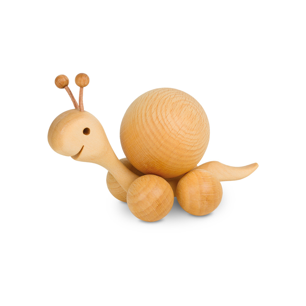 Rollie: Schnecke mit Buchenkugel 4 cm Rollie: Schnecke mit Buchenkugel 4 cm