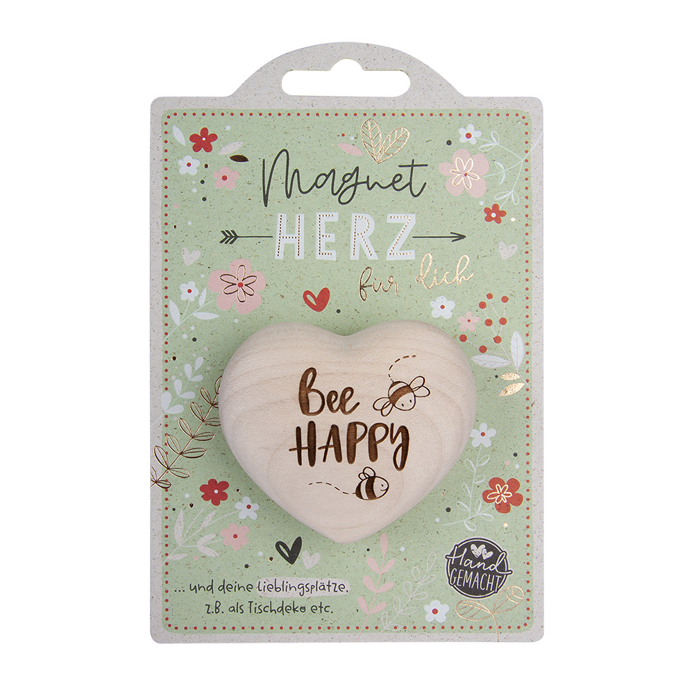 LovelyHearts - mit Magnet: "Bee happy"