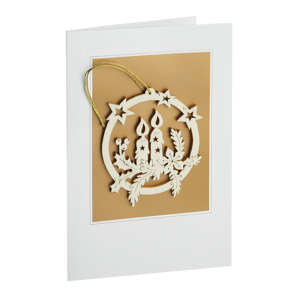 Briefkarte Kreis: Zweig mit 2 Kerzen Briefkarte Kreis: Zweig mit 2 Kerzen