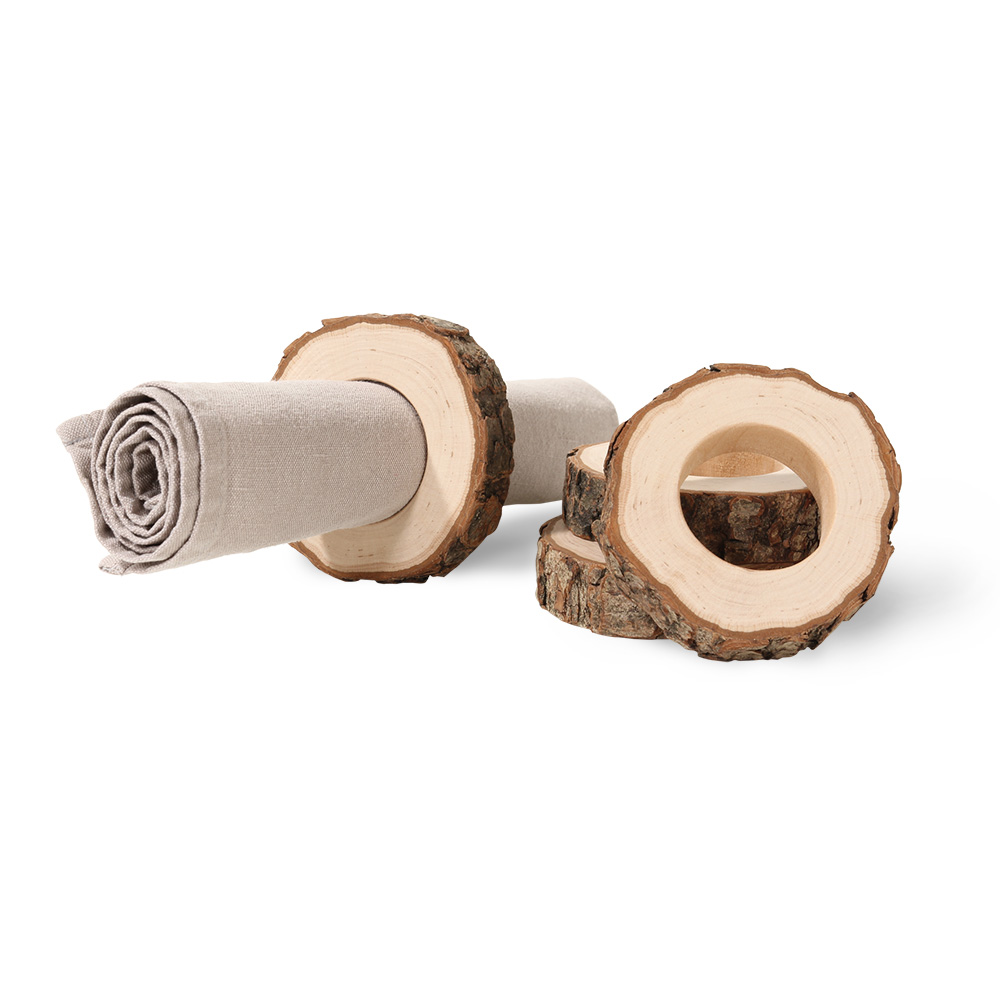 Set Servietten-Ringe 4-tlg.: Ring mit Rinde Set Servietten-Ringe 4-tlg.: Ring mit Rinde