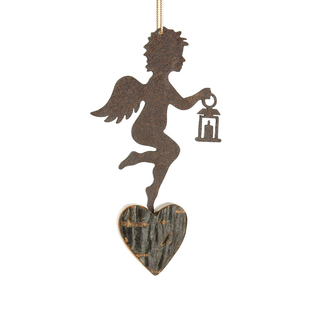 Himmelsbote mit Rindenherz Gr. 1: mit Laterne Himmelsbote mit Rindenherz Gr. 1: mit Laterne