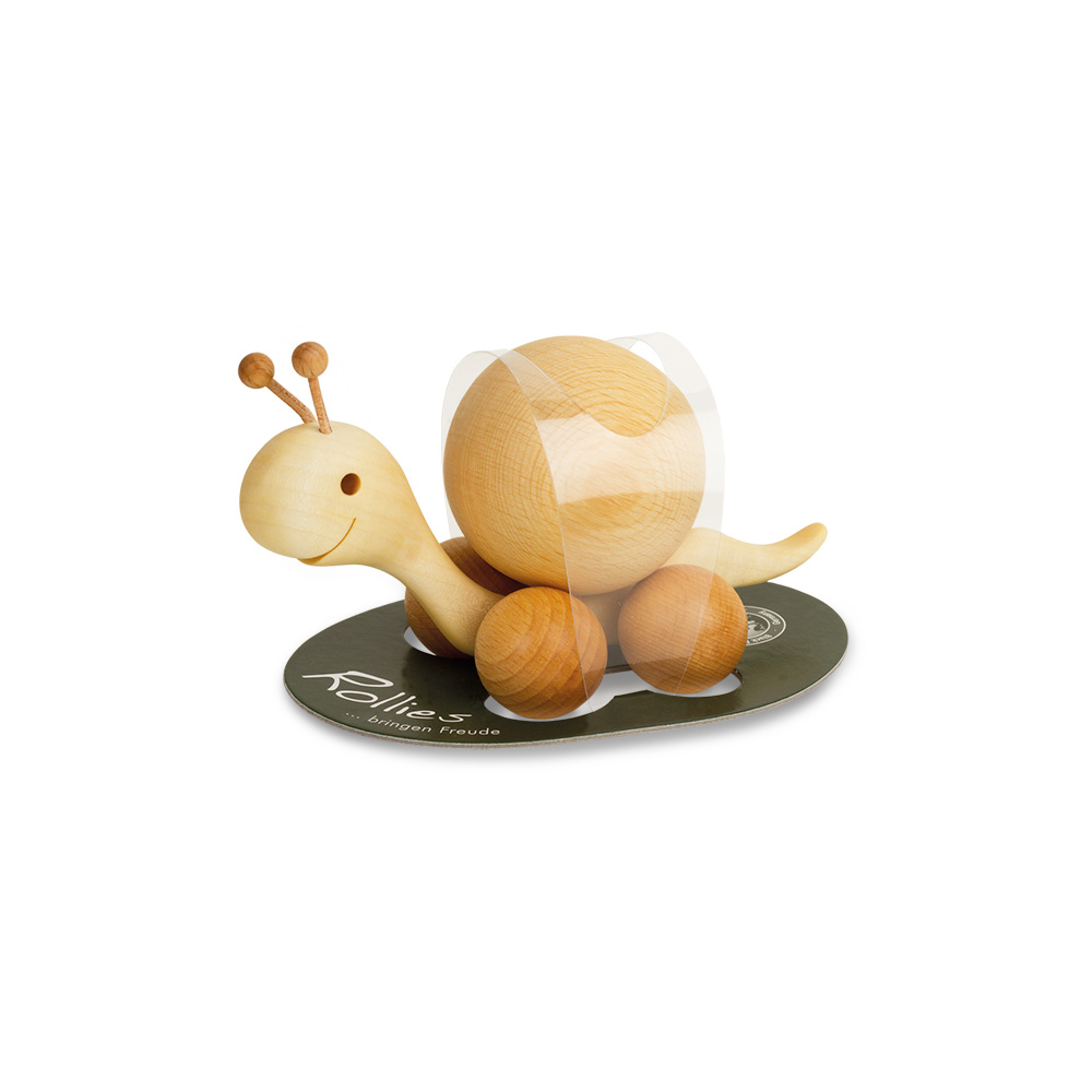 Rollie: Schnecke mit Buchenkugel 3 cm Rollie: Schnecke mit Buchenkugel 3 cm