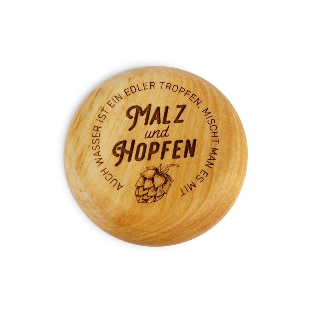 Flaschenöffner, rund "Malz und Hopfen"