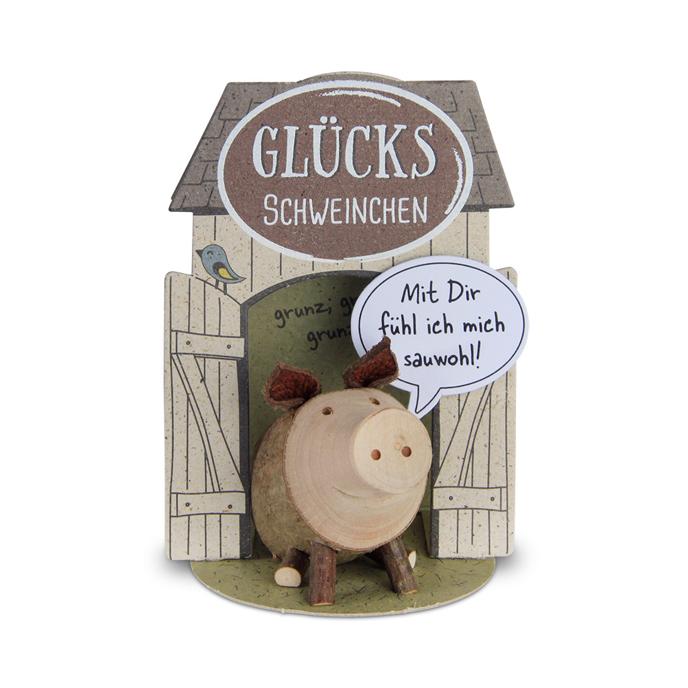 Glücksschweinchen sitzend: "Mit Dir fühl ich..." Glücksschweinchen sitzend: "Mit Dir fühl ich..."