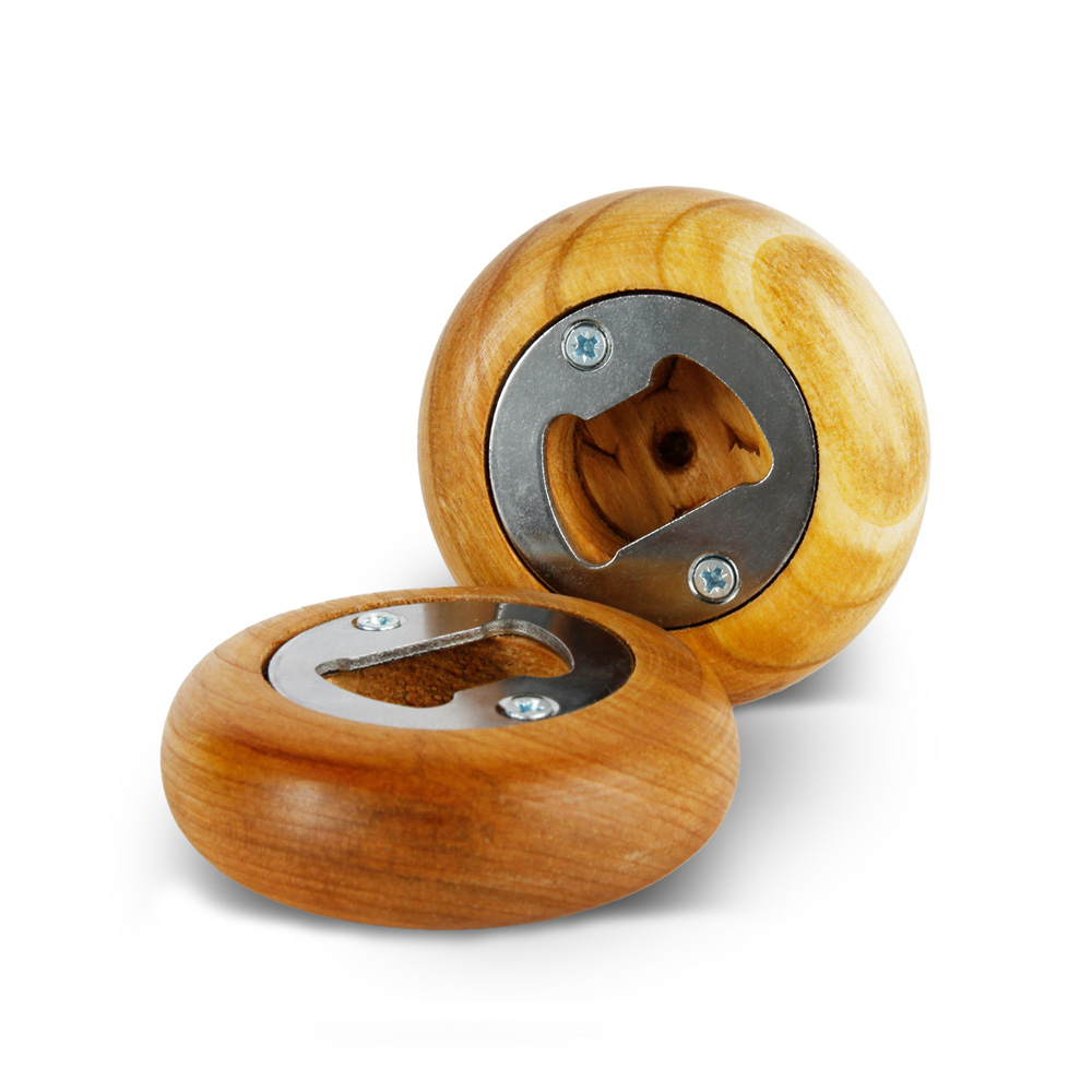 Flaschenöffner, rund "Geniesse die kleinen ..."