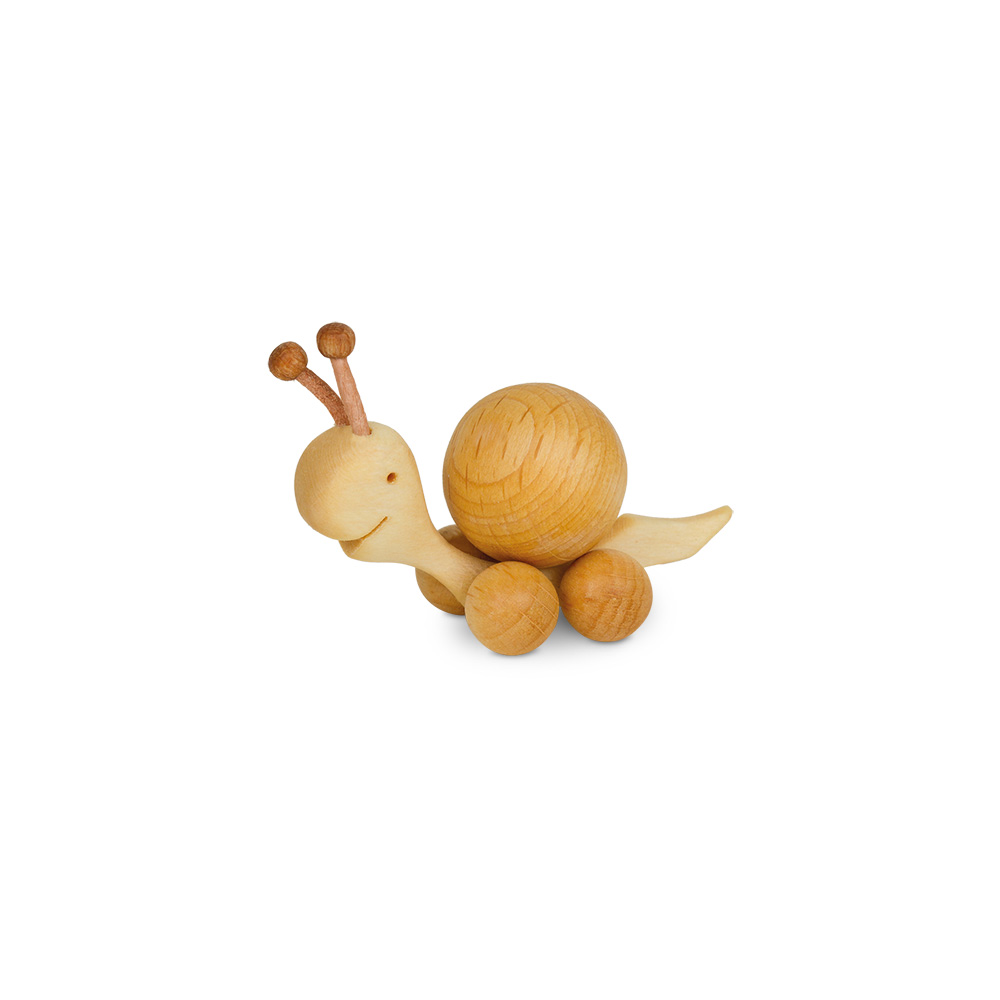 Rollie: Schnecke mit Buchenkugel 2 cm Rollie: Schnecke mit Buchenkugel 2 cm