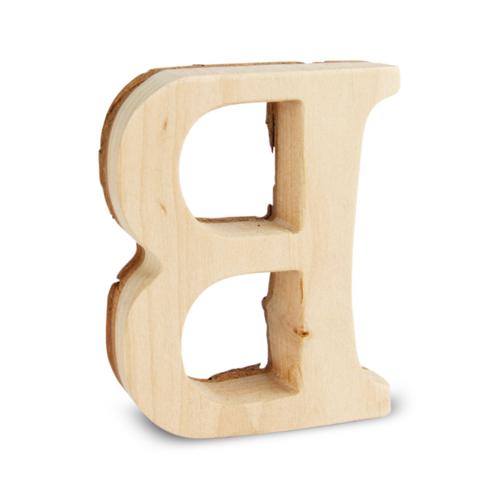 Holzbuchstabe mit Rinde: B Holzbuchstabe mit Rinde: B
