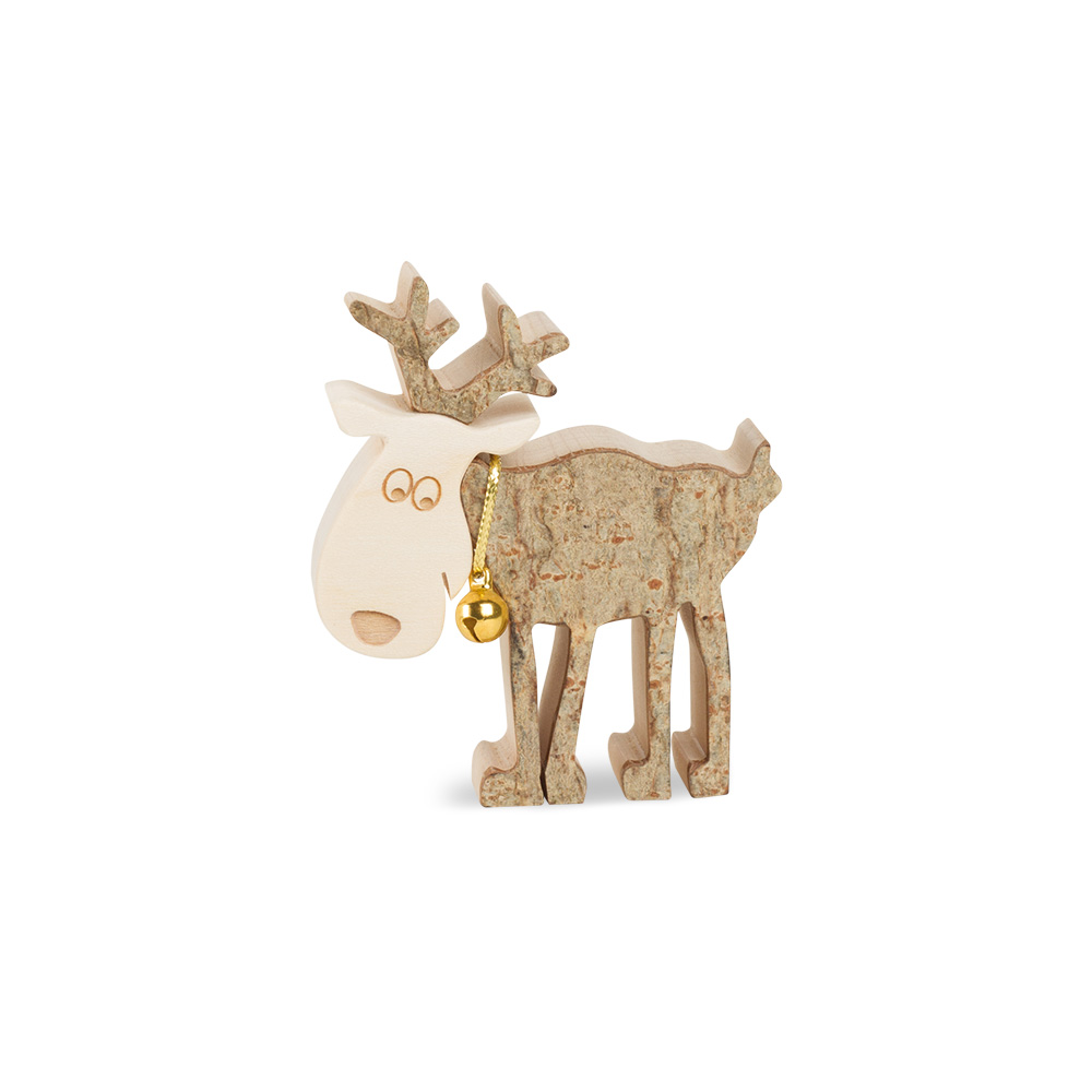 Rindentier: Rudolph das Rentier mit Glocke Gr. 1