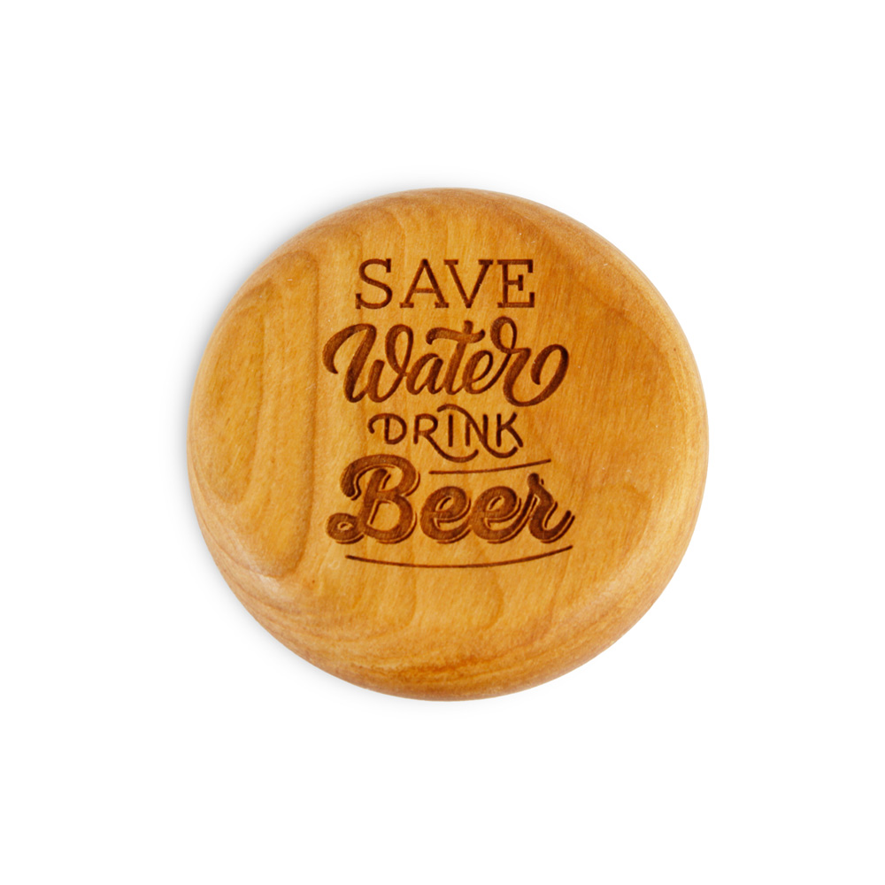 Flaschenöffner, rund "Save Water Drink Beer"