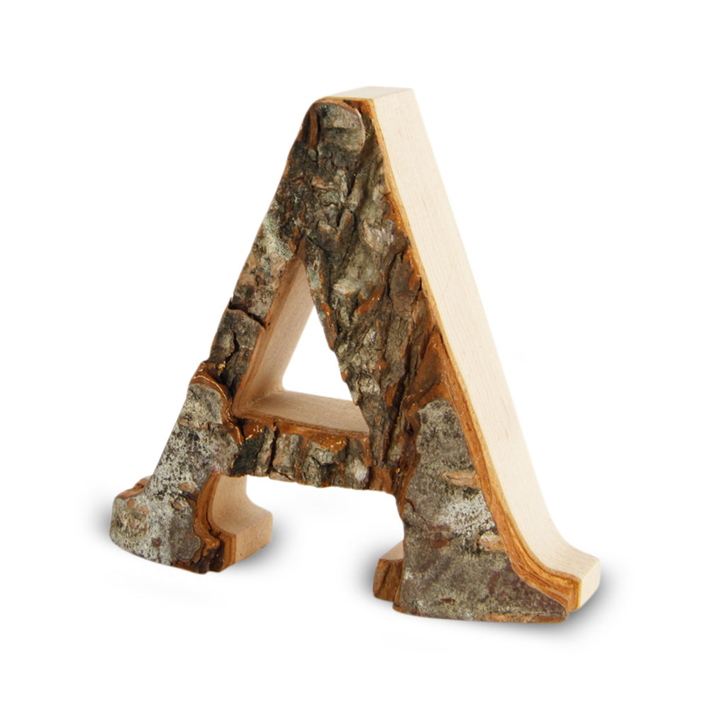 Holzbuchstabe mit Rinde: A Holzbuchstabe mit Rinde: A