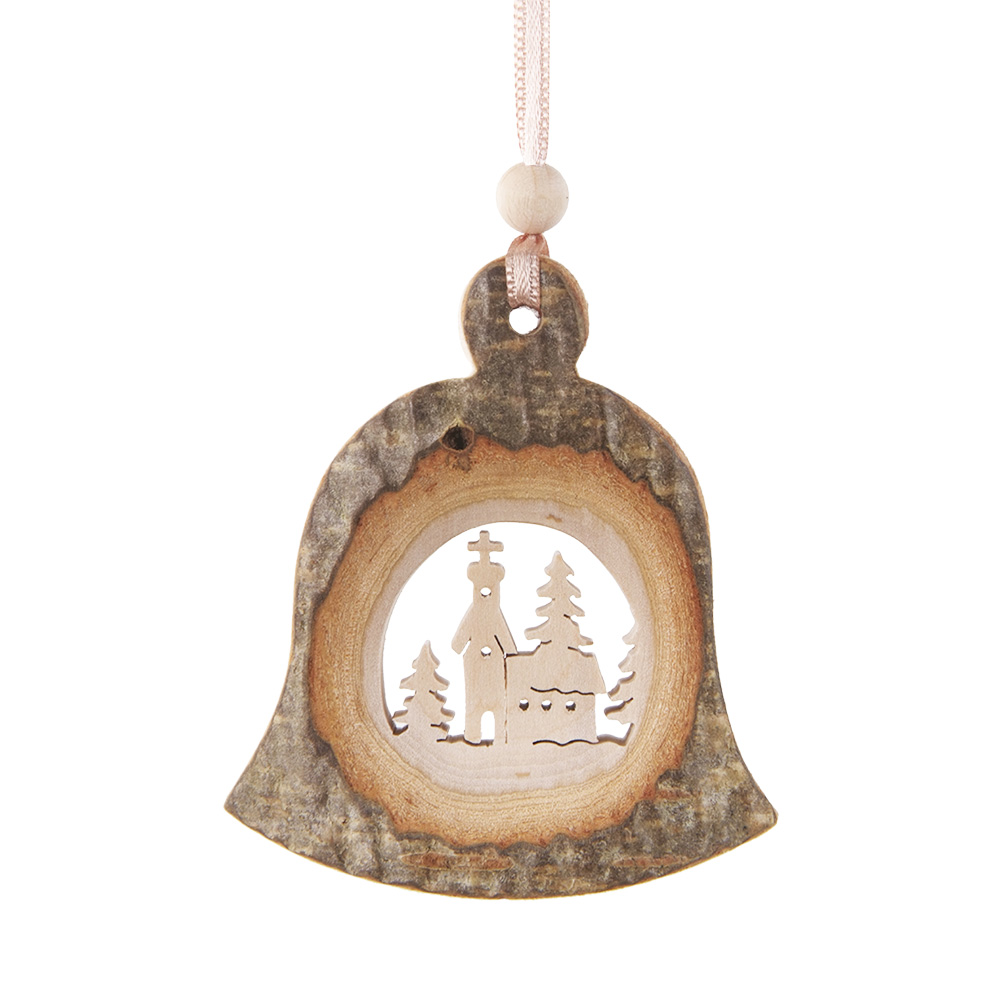 Rindenanh. Gr. 2 Glocke Motiv: Kirche Rindenanh. Gr. 2 Glocke Motiv: Kirche