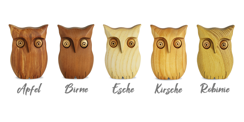 So vielseitig sind die Holzarten in der Waldfabrik - am Beispiel verschiedener Holzeulen