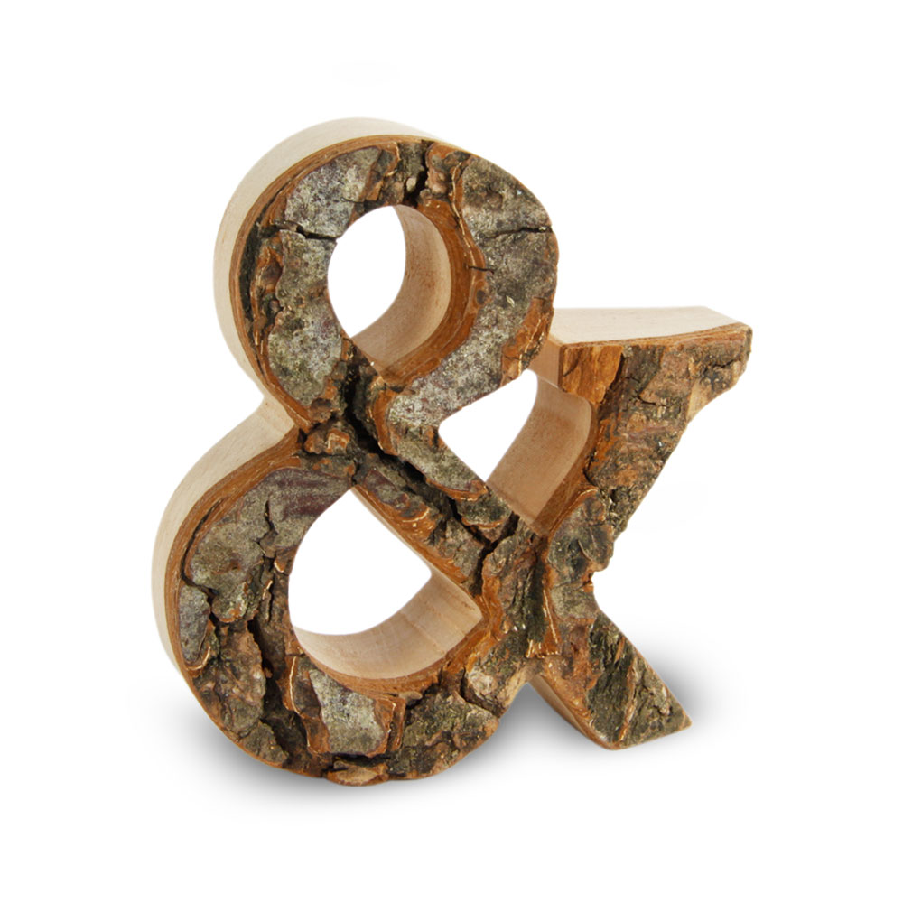 Holzbuchstabe mit Rinde: & Holzbuchstabe mit Rinde: &
