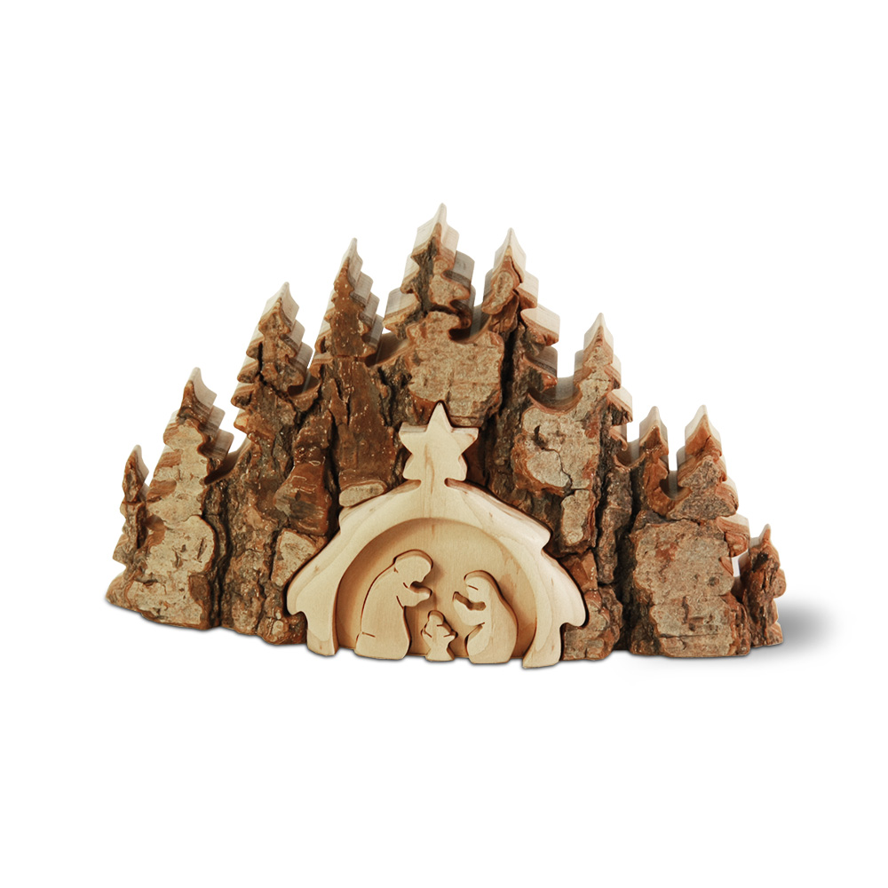 Krippenbild mit Rinde Gr. 2: Waldkrippe Krippenbild mit Rinde Gr. 2: Waldkrippe