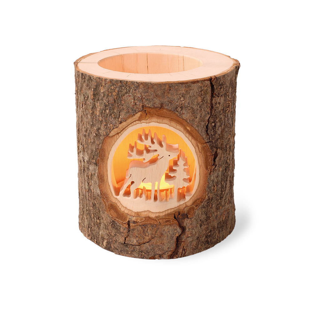 Stimmungsleuchter mit gesägtem Motiv: Hirsch Stimmungsleuchter mit gesägtem Motiv: Hirsch
