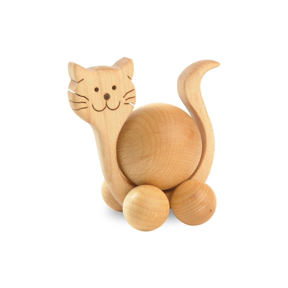 Rollie: Katze mit Buchenkugel 4 cm