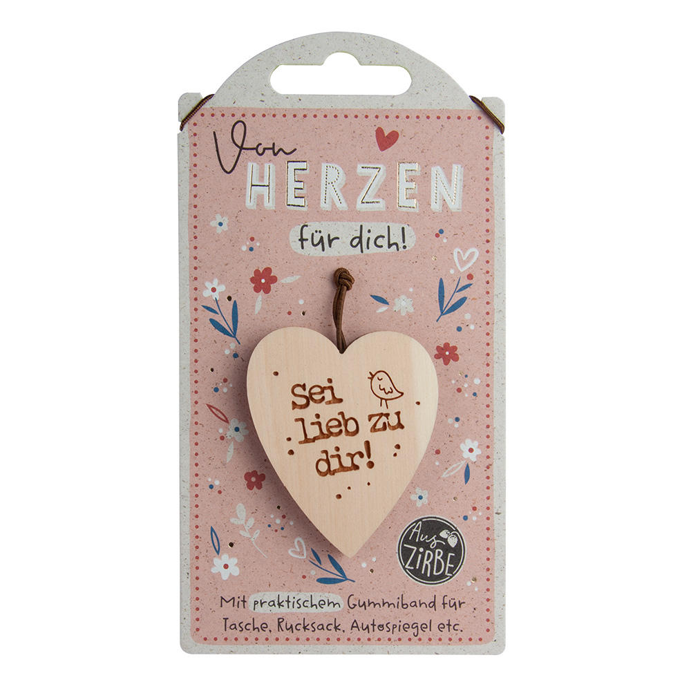 LovelyHearts - Herz aus Zirbe: "Sei lieb zu dir!" LovelyHearts - Herz aus Zirbe: "Sei lieb zu dir!"
