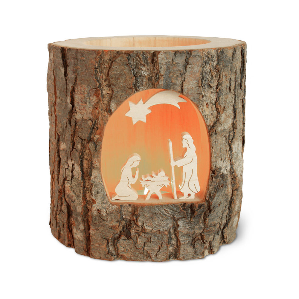Stimmungsleuchter mit Ahornm.: Krippe Stimmungsleuchter mit Ahornm.: Krippe