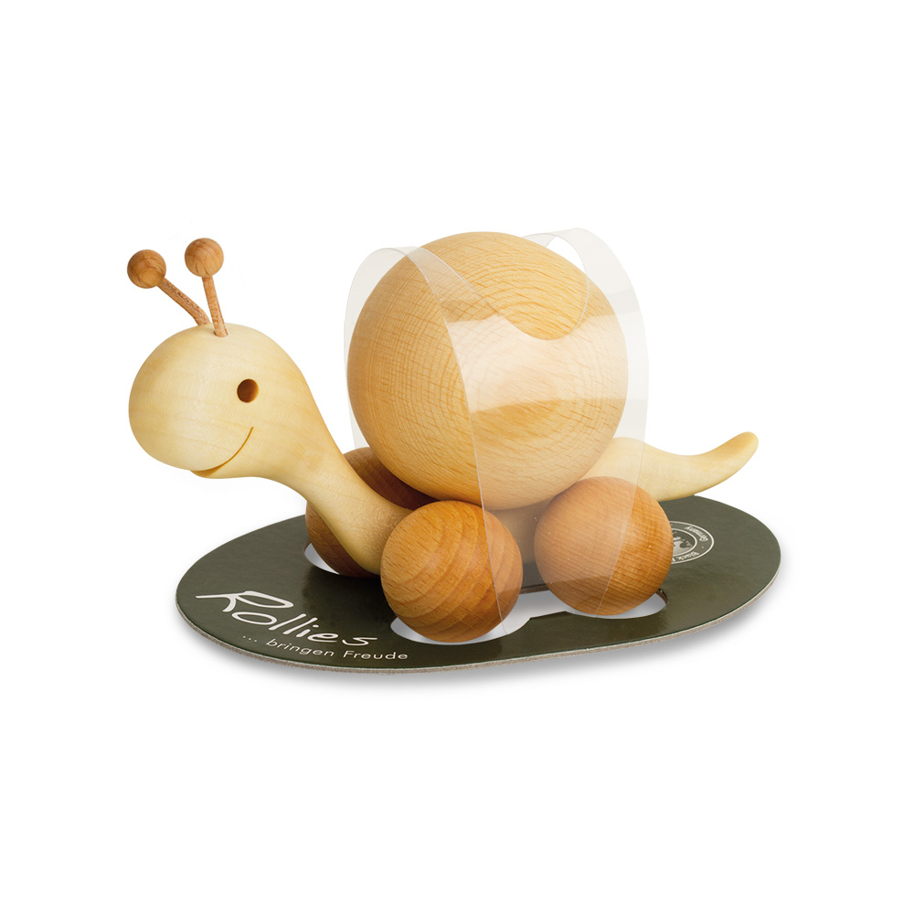 Rollie: Schnecke mit Buchenkugel 4 cm Rollie: Schnecke mit Buchenkugel 4 cm